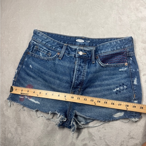 Old Navy 100% Cotton Cut Off Distressed Embroidered Denim Blue Jean Shorts 10 - Picture 6 of 15